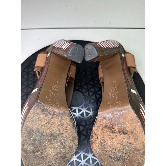 Marni Beige Brown Patent Leather Platform Pumps Spring 2009 RTE Sz 38 / 8 US - Picture 12 of 13